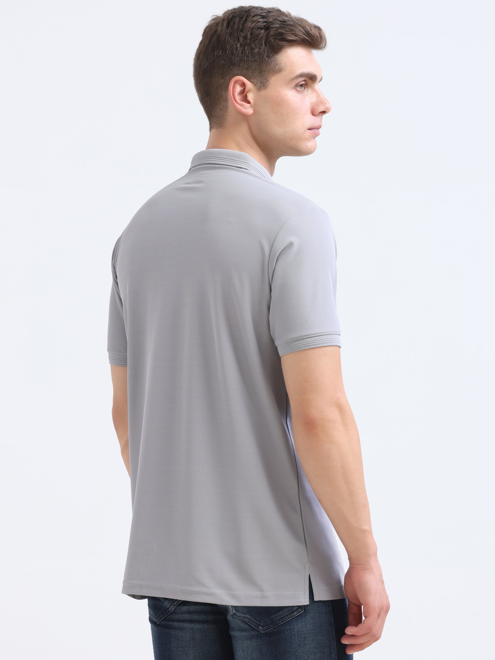lt Grey Solid Polo Tshirt
