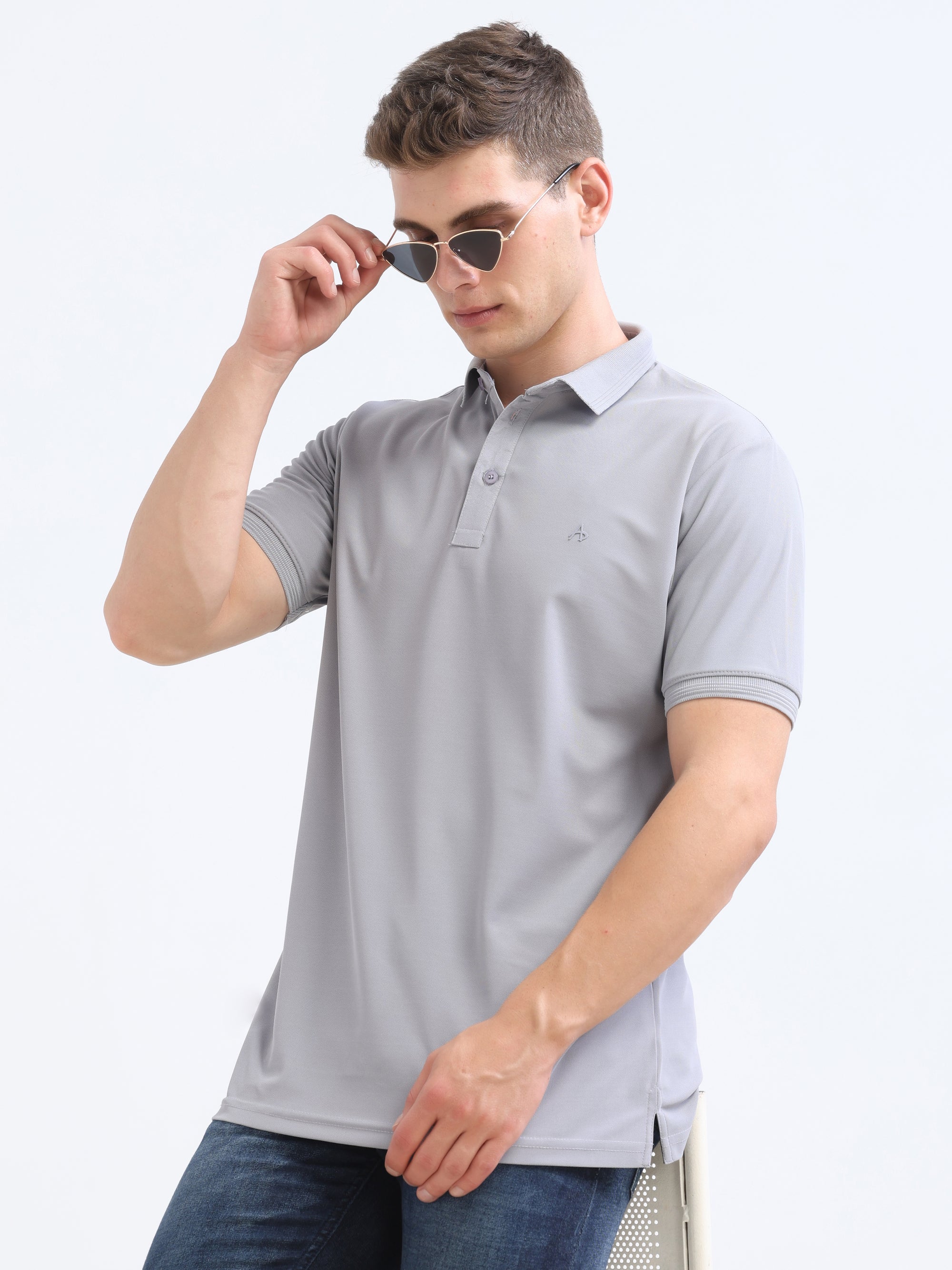 lt Grey Solid Polo Tshirt