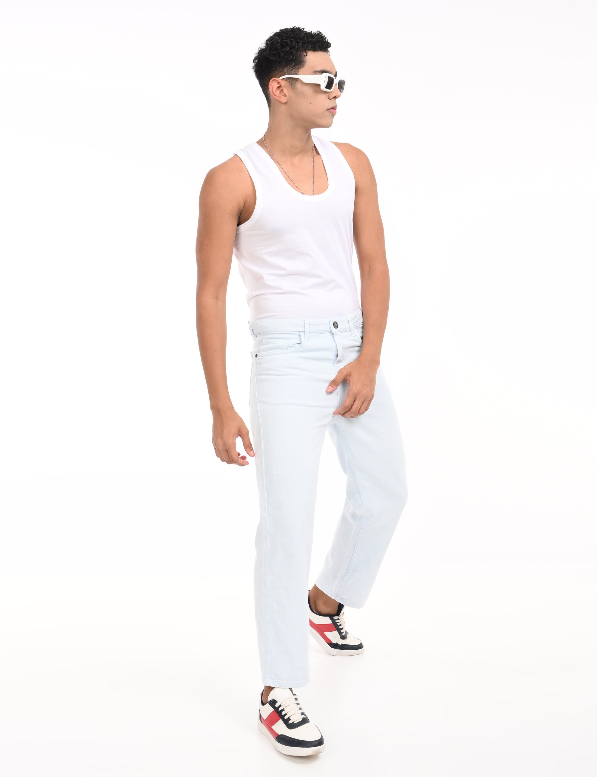 Straight Fit Ice Blue Denim Pants