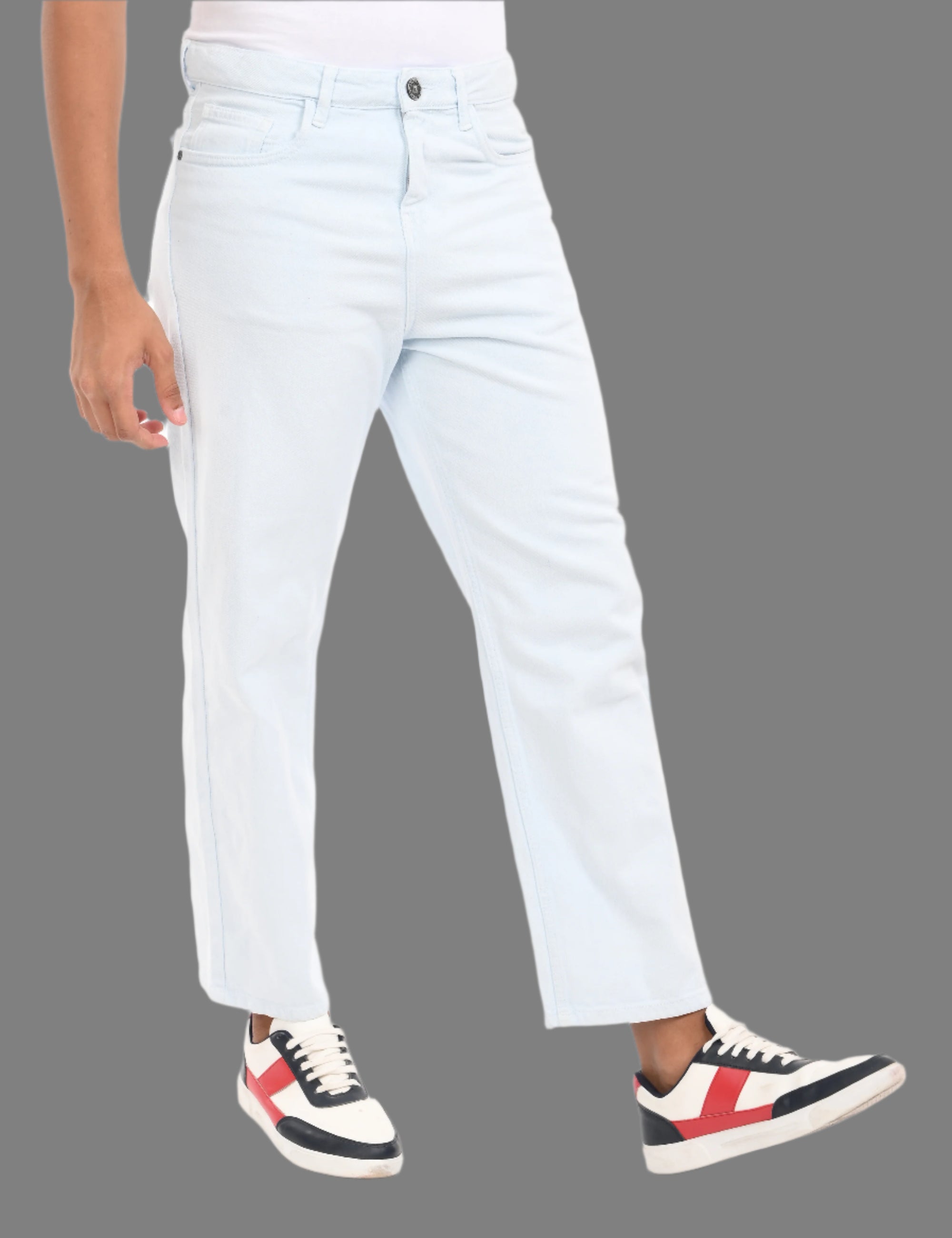 Straight Fit Ice Blue Denim Pants