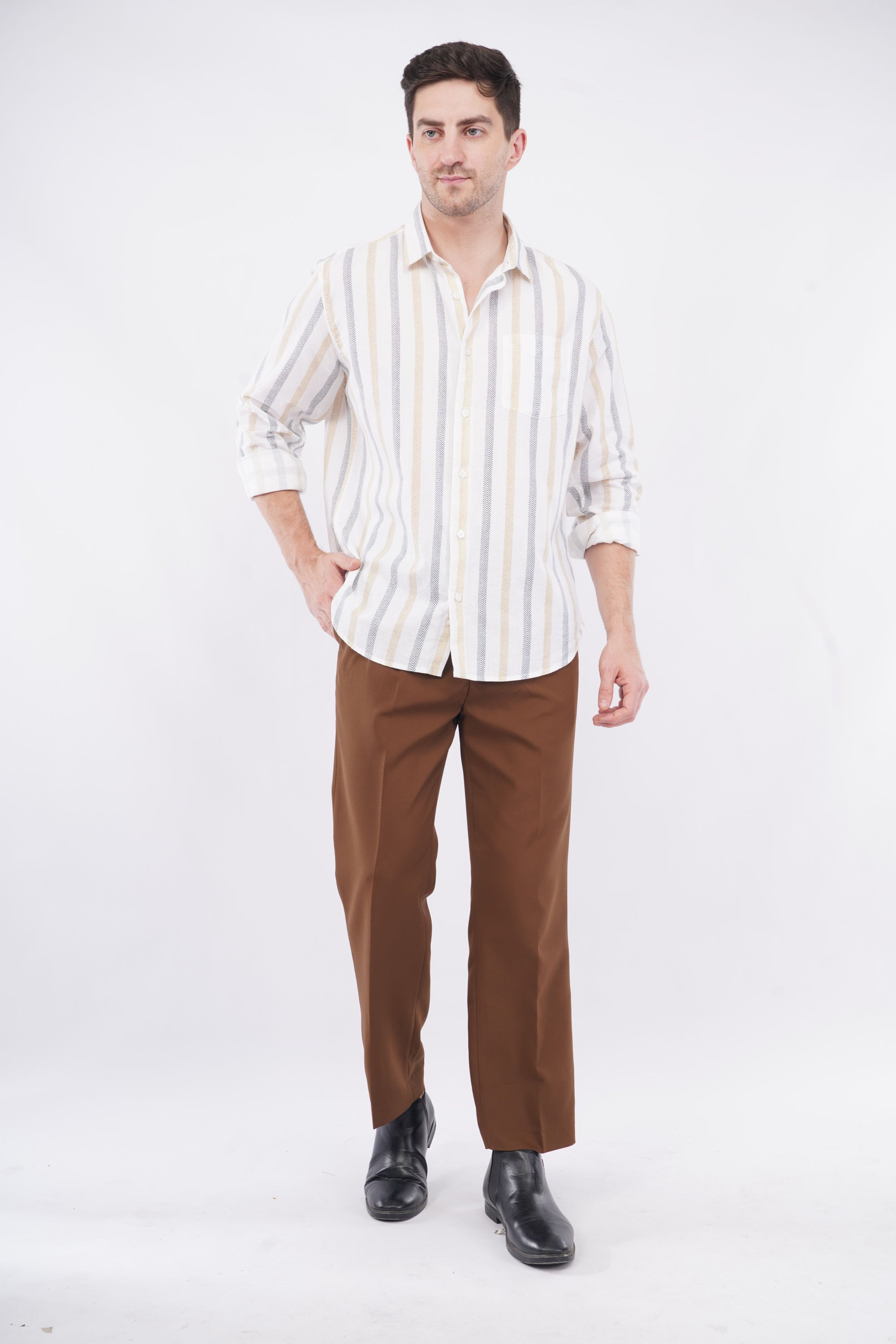 Korean 2 Pleat Brown Formal Pants