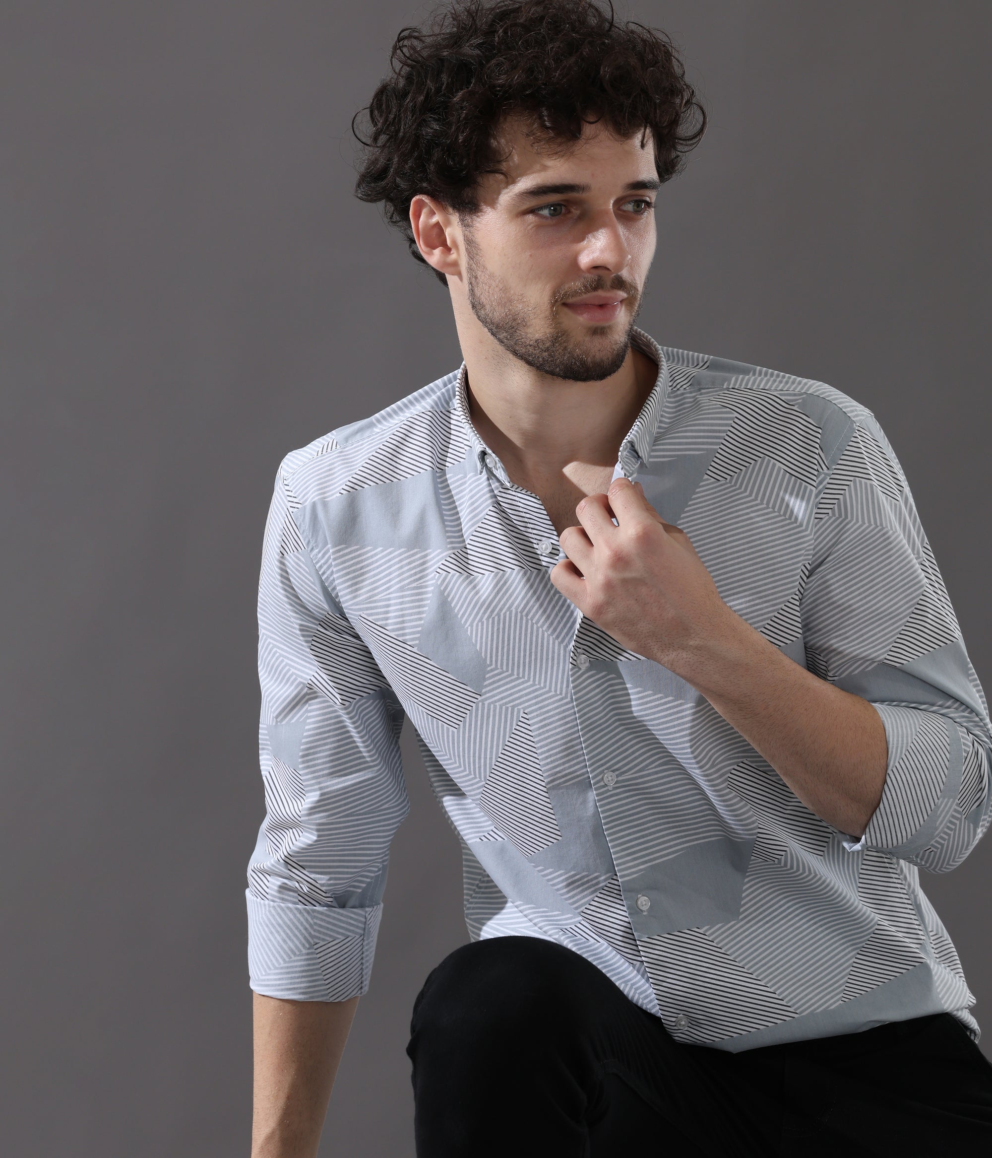 Sleek Silver Storm Slim Fit Shirt