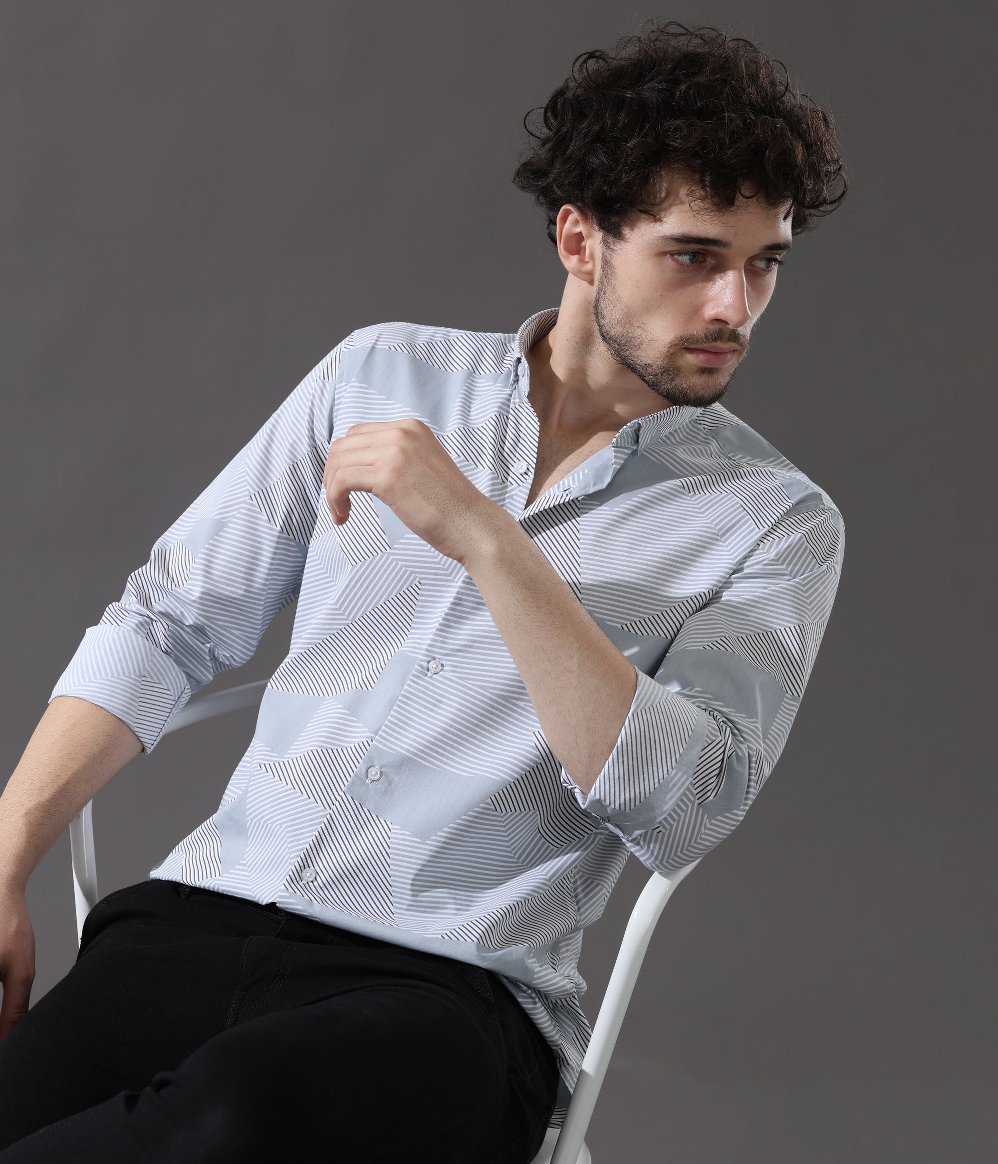 Sleek Silver Storm Slim Fit Shirt