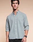 Green Check Relaxed Fit Full Sleeve Shirt
