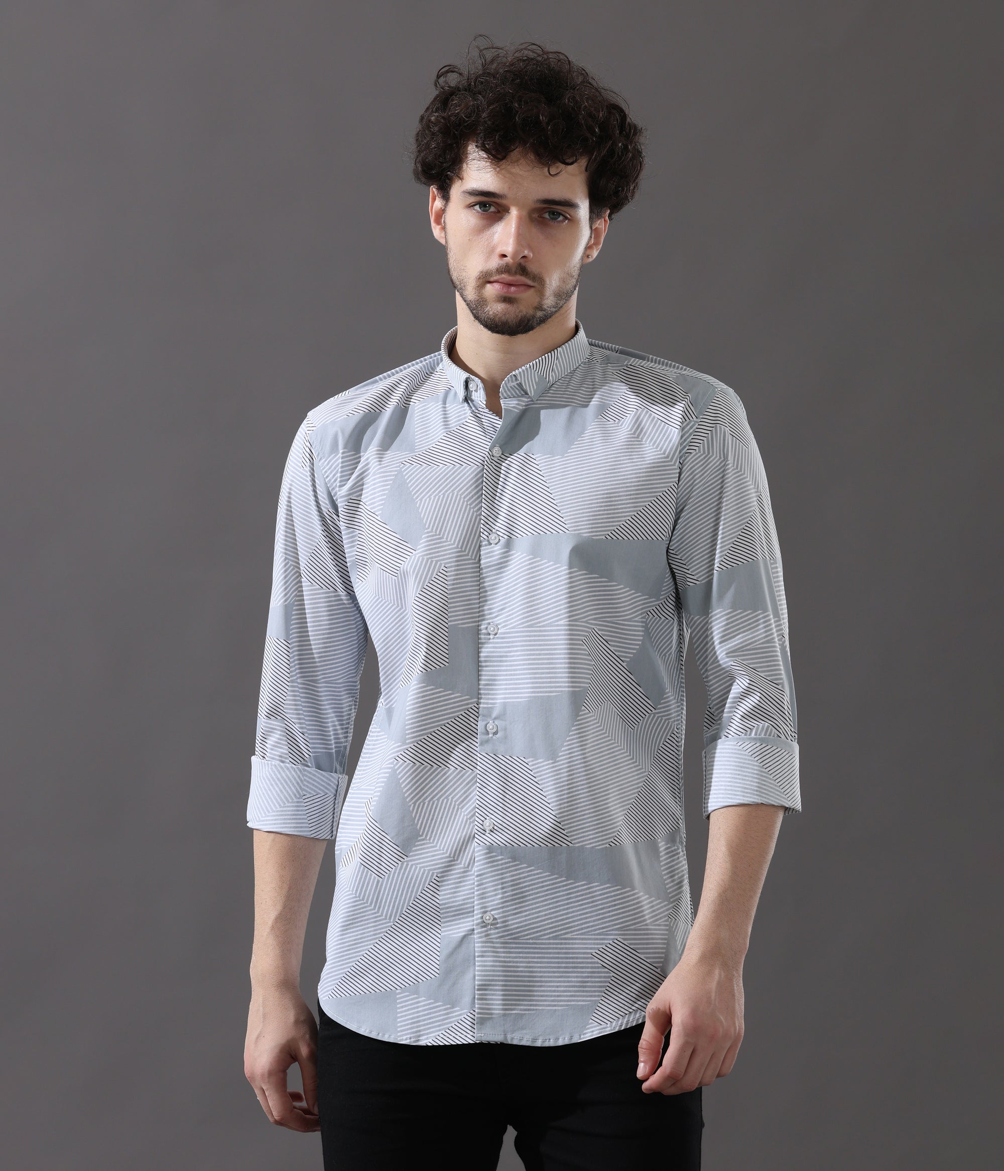 Sleek Silver Storm Slim Fit Shirt