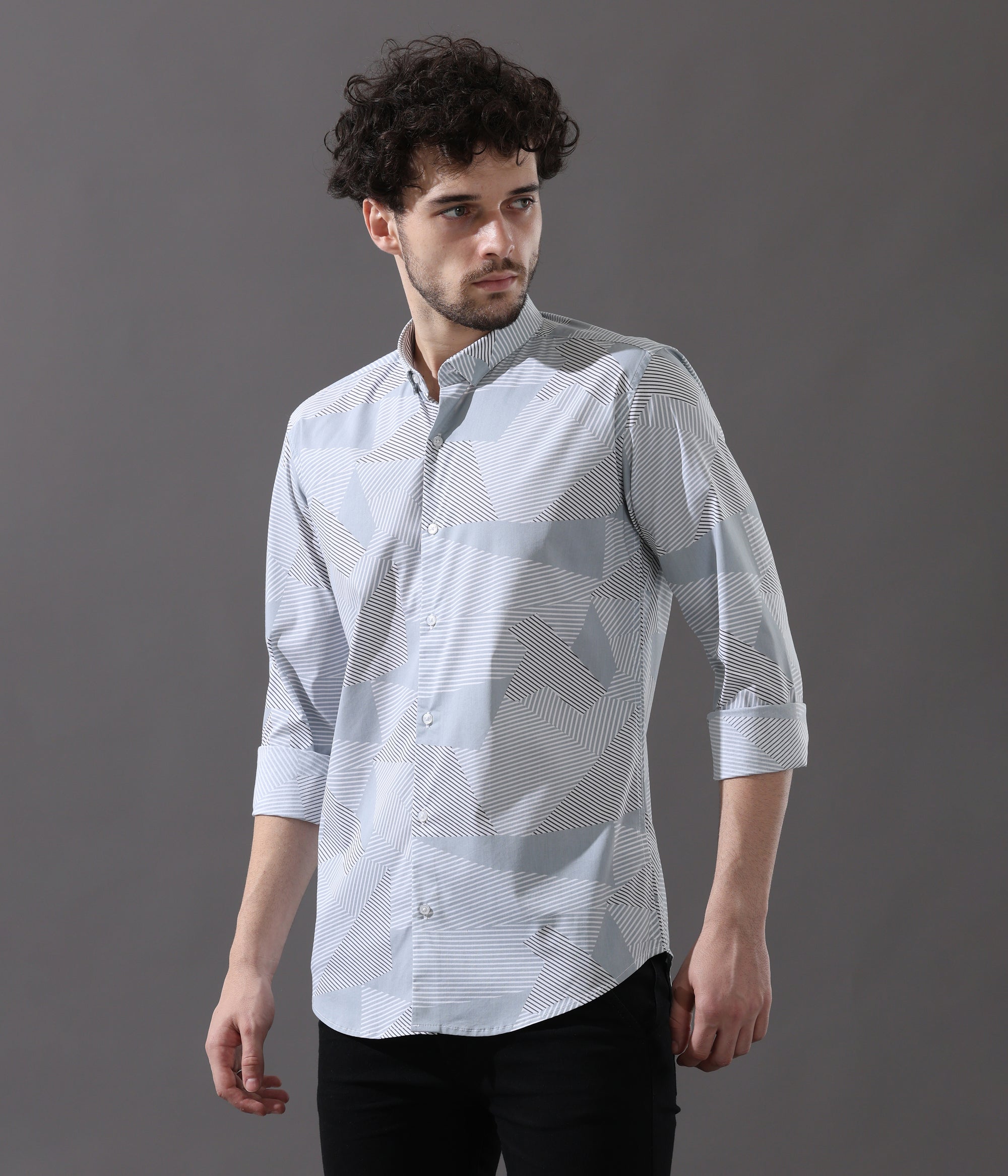 Sleek Silver Storm Slim Fit Shirt