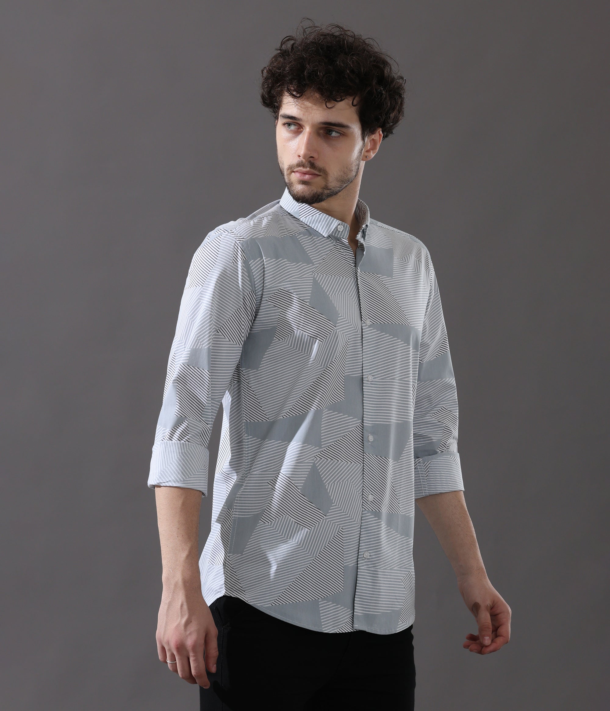 Sleek Silver Storm Slim Fit Shirt