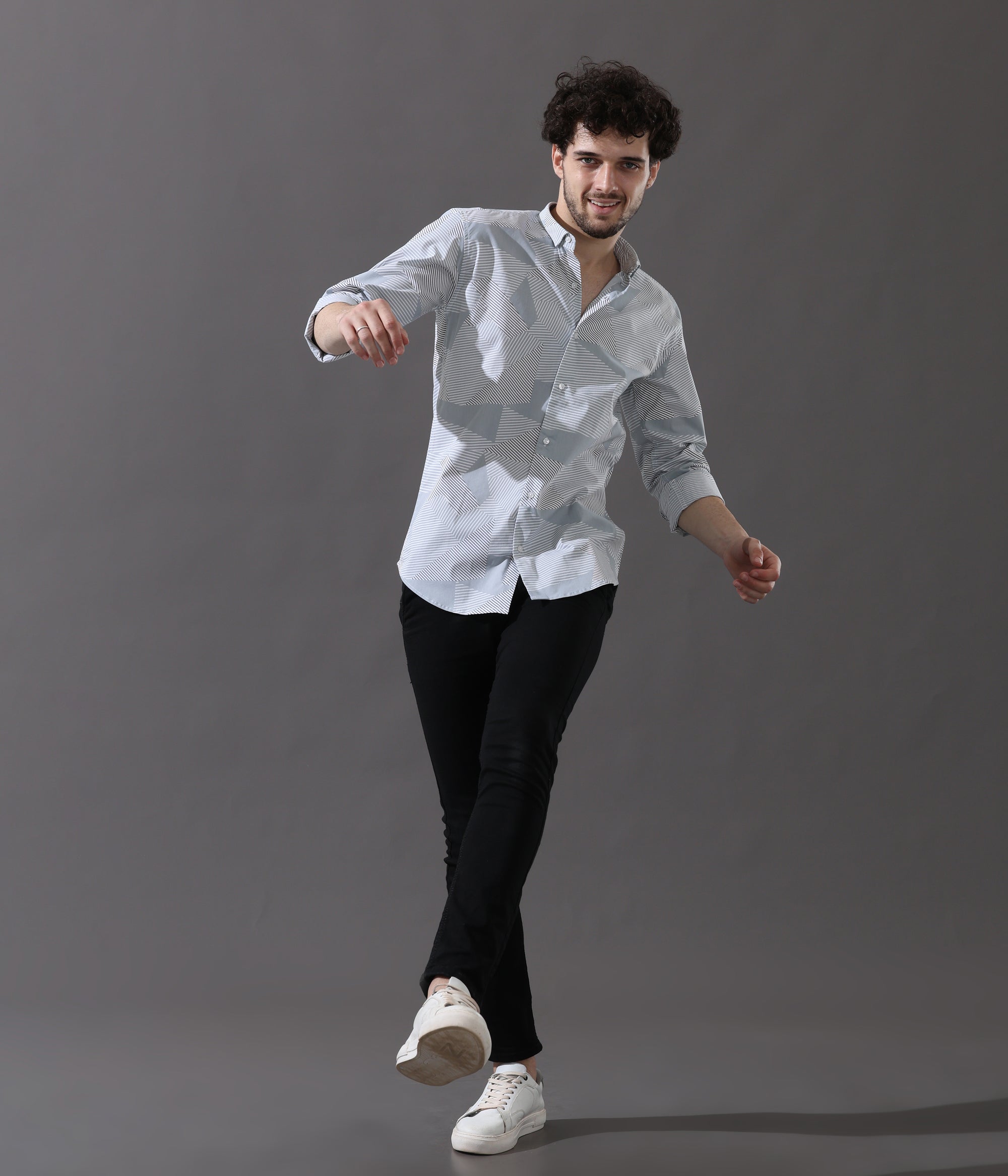 Sleek Silver Storm Slim Fit Shirt