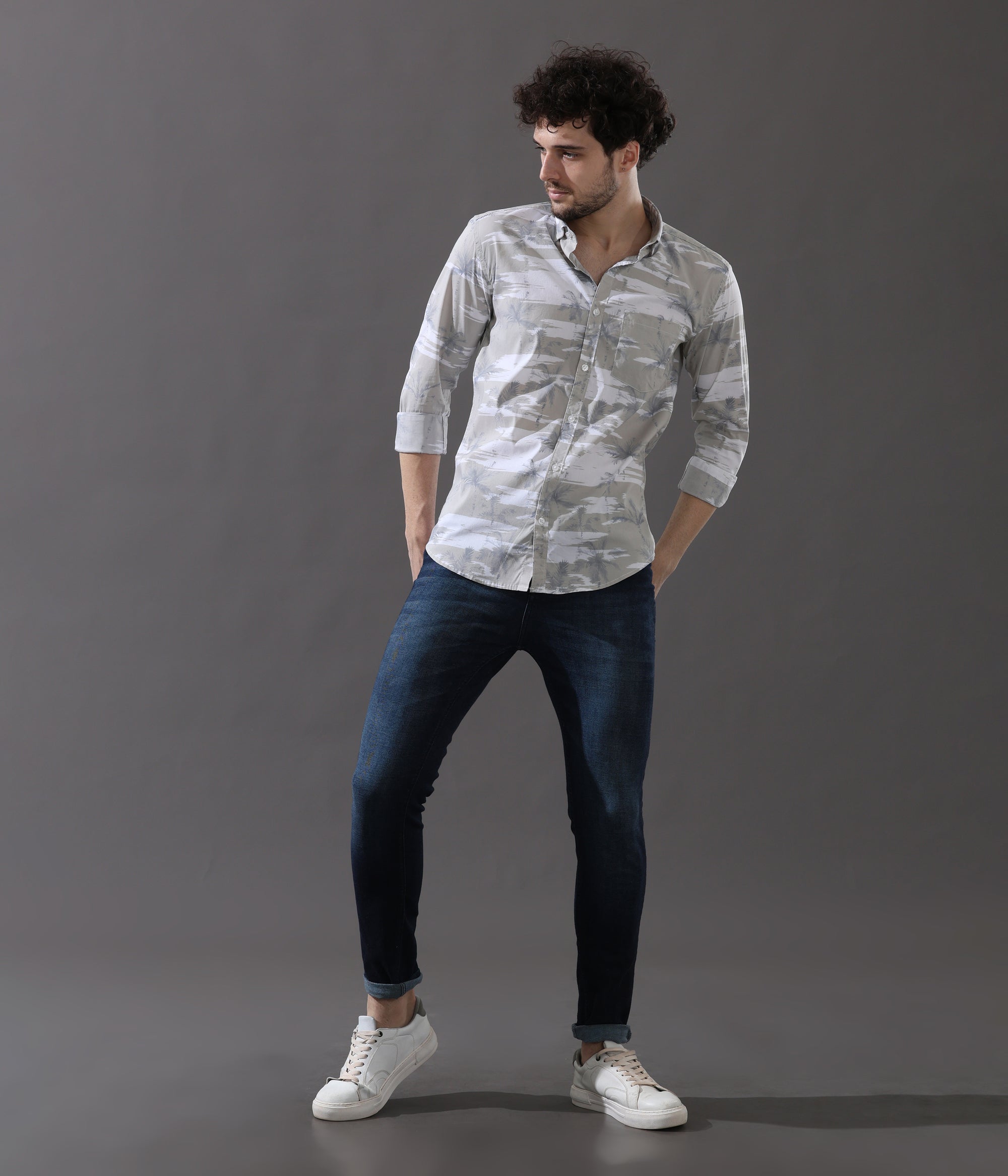 Serene Grey Slim Fit Shirt