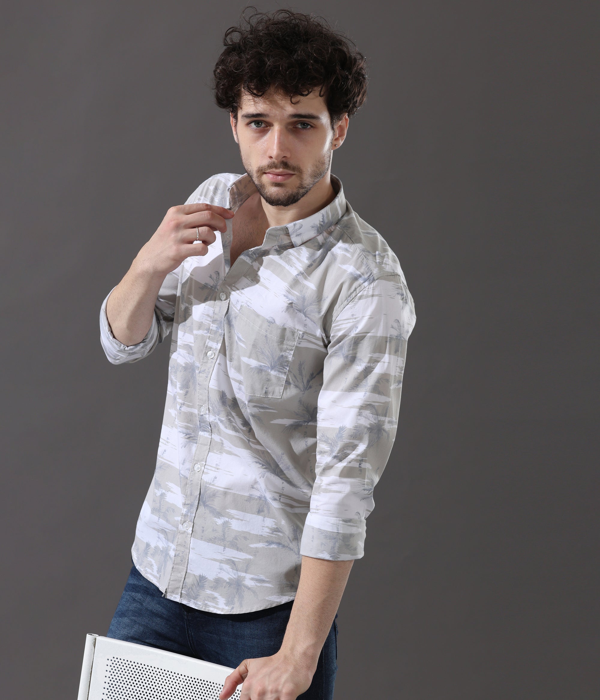 Serene Grey Slim Fit Shirt