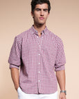Red Check Relaxed Fit Full Sleeve Shirt