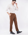 Korean 2 Pleat Brown Formal Pants