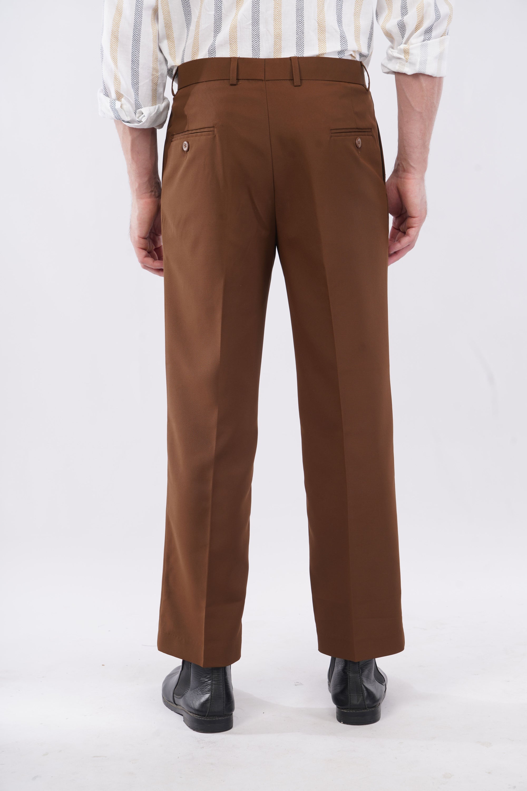 Korean 2 Pleat Brown Formal Pants