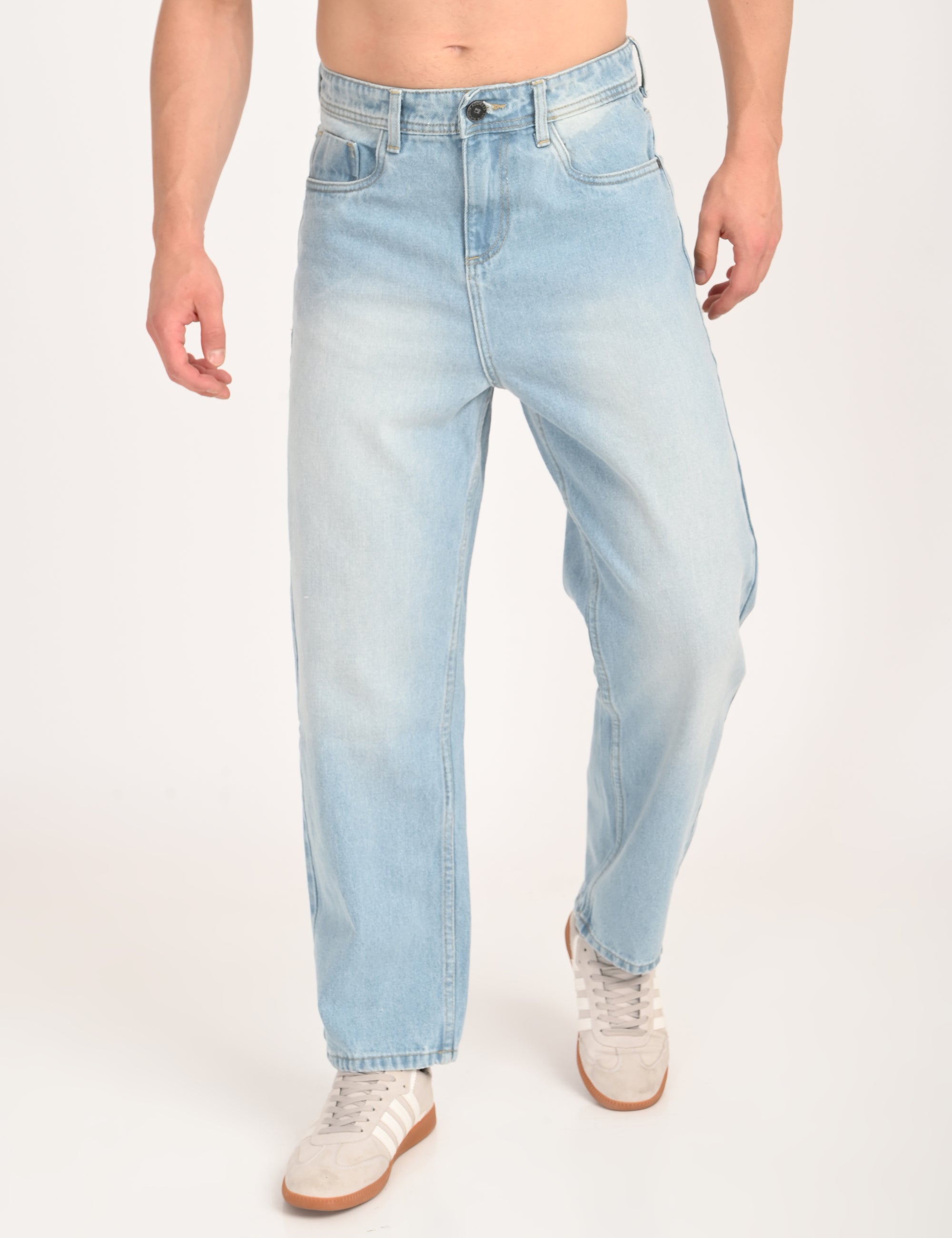 Straight Fit Ice Blue Denim Pants