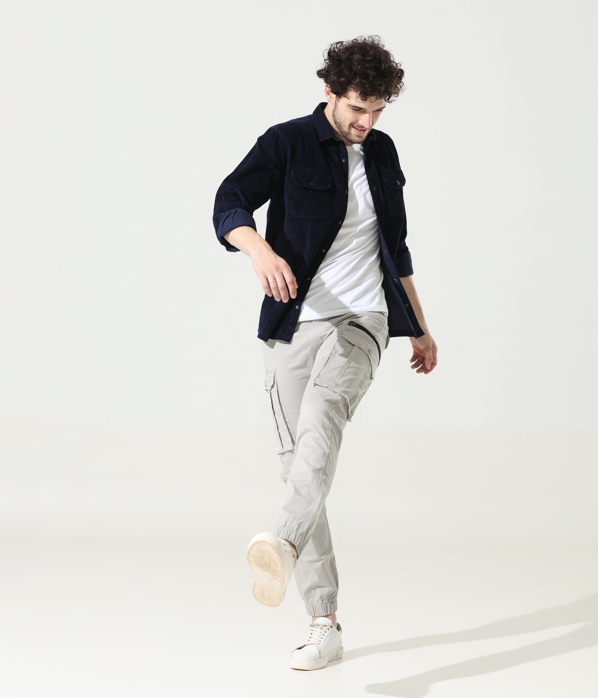 Navy Blue Versatile Dual-Pocket Shirt
