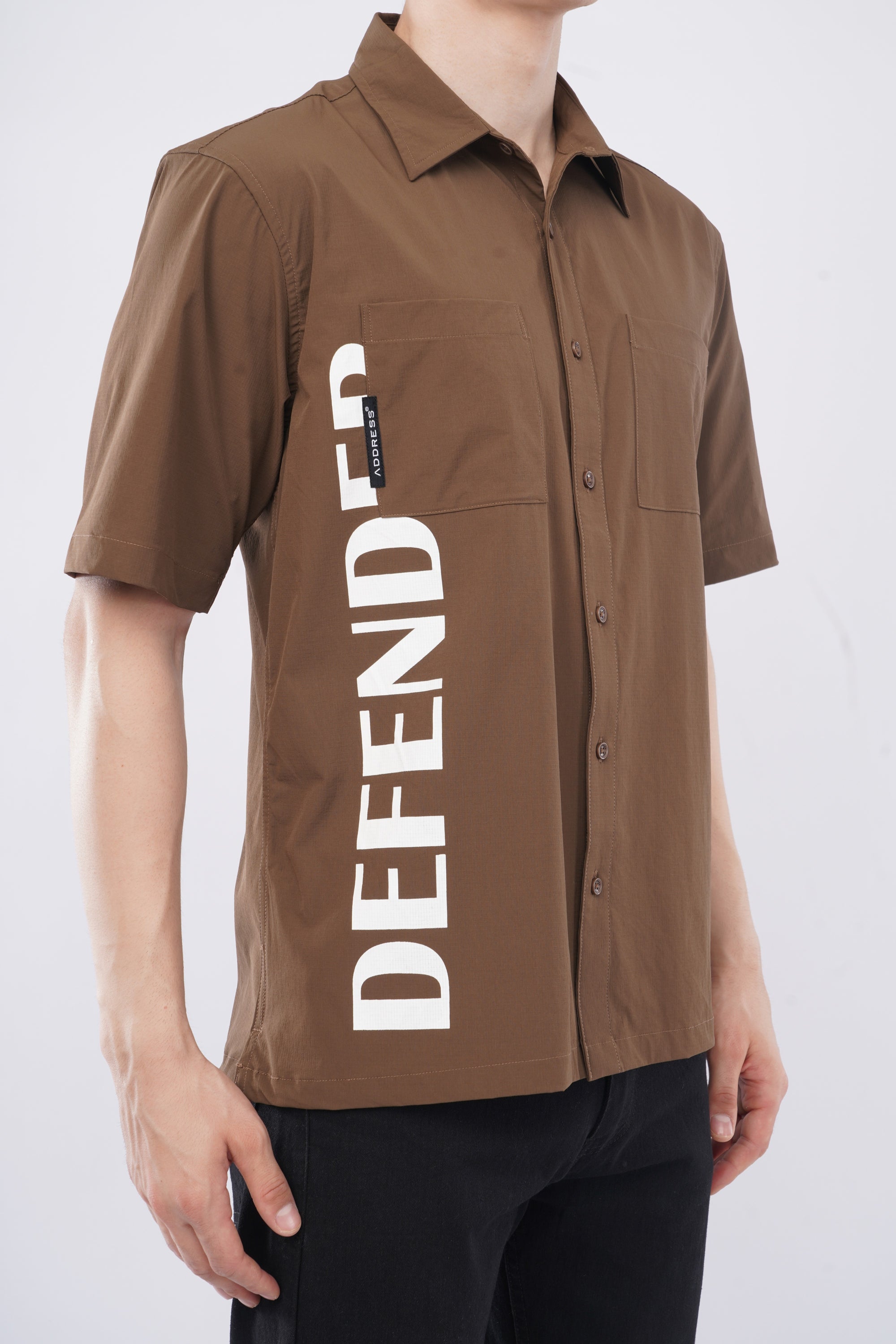 Half Sleeve Over Hanging Brown Printed Shirt