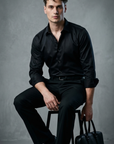 Black Flex Slim Fit Lycra Shirt
