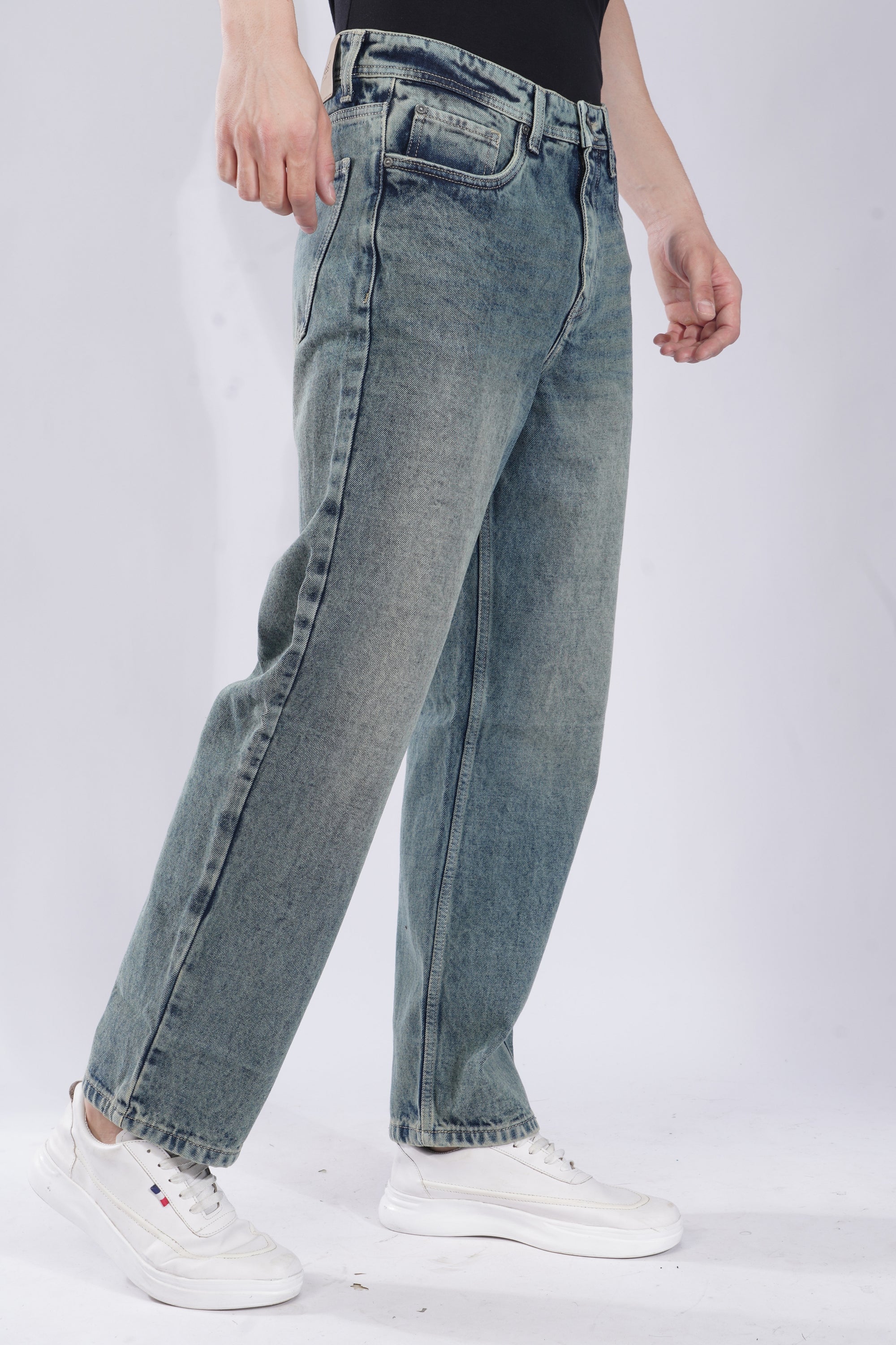 Straight Cut Deep Ocean Denim Pants