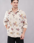 Relaxed Fit Floral Print Cream Color Shirt