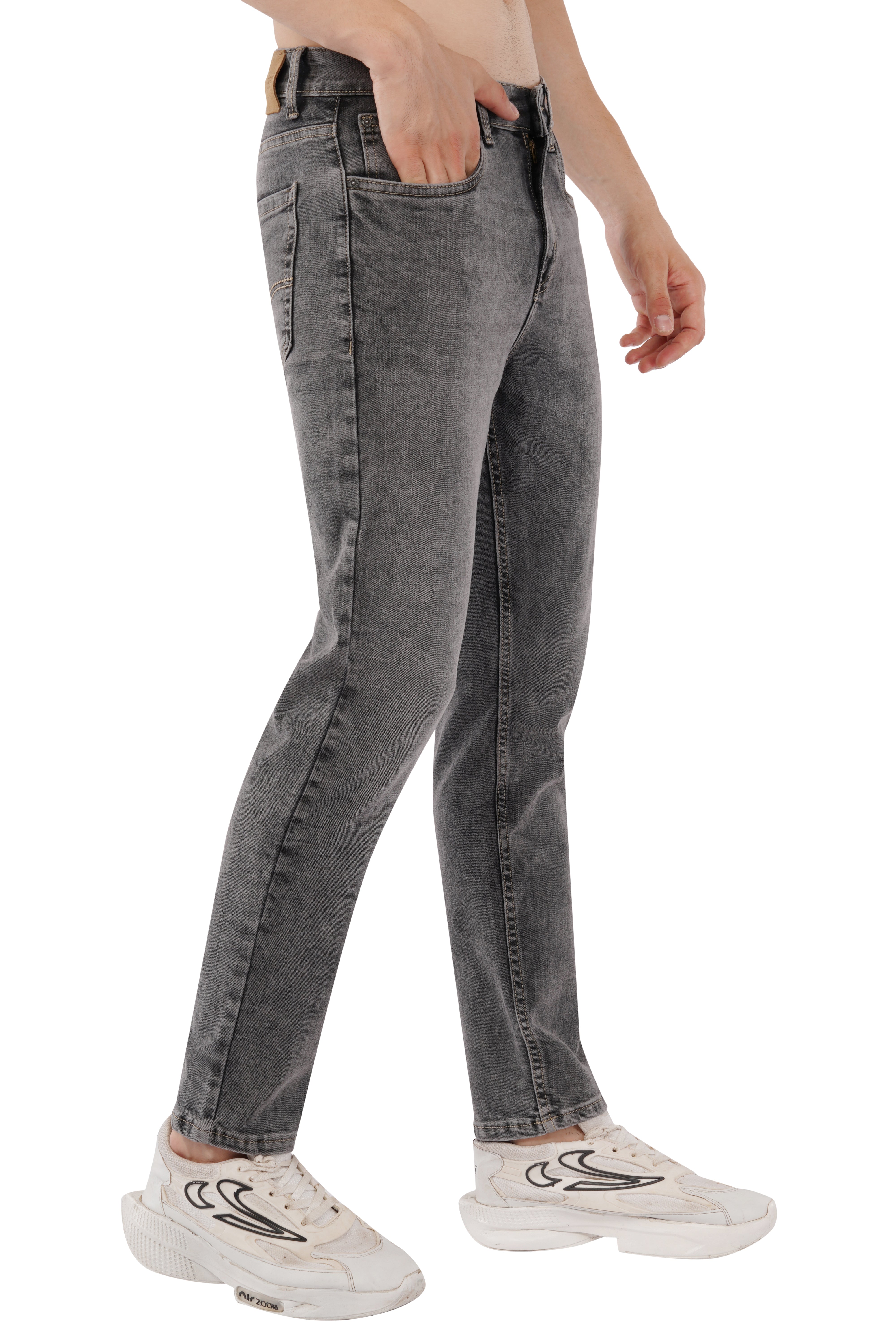 Comfort Fit Gray Stretchable Denim Pants – Address Apparels