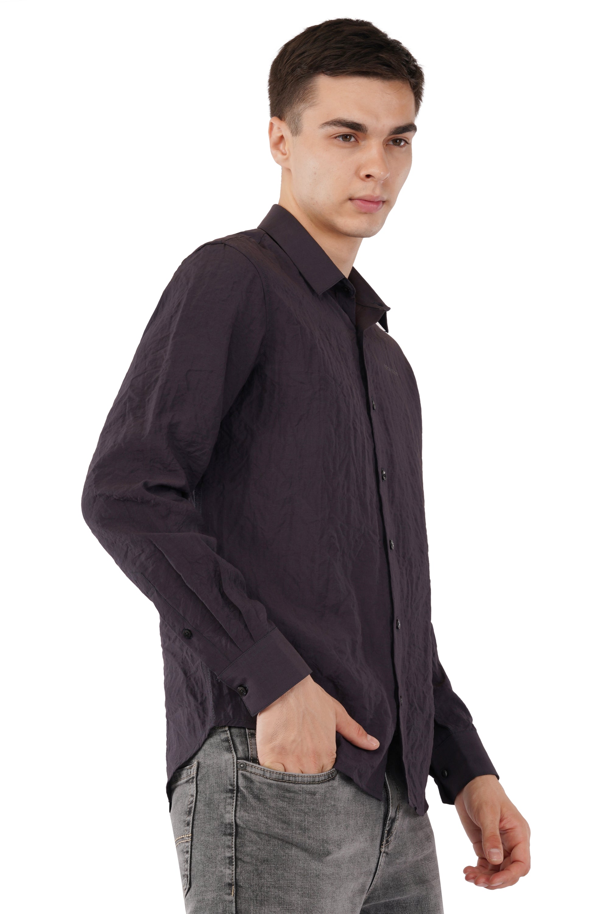 Relaxed Fit Charcol Full Sleeve Shirt