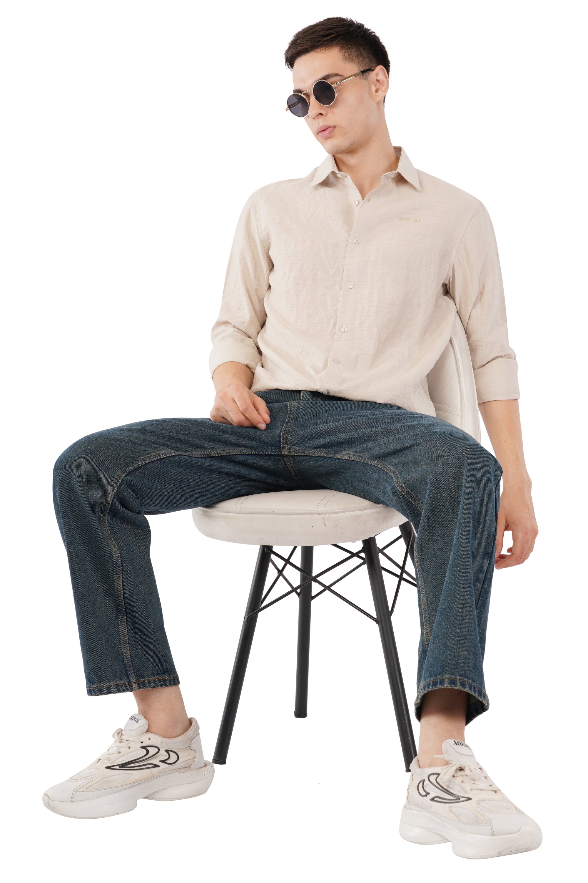 Relaxed Fit Off White Shirt