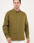 Linen Relaxed Fit Green Shirt