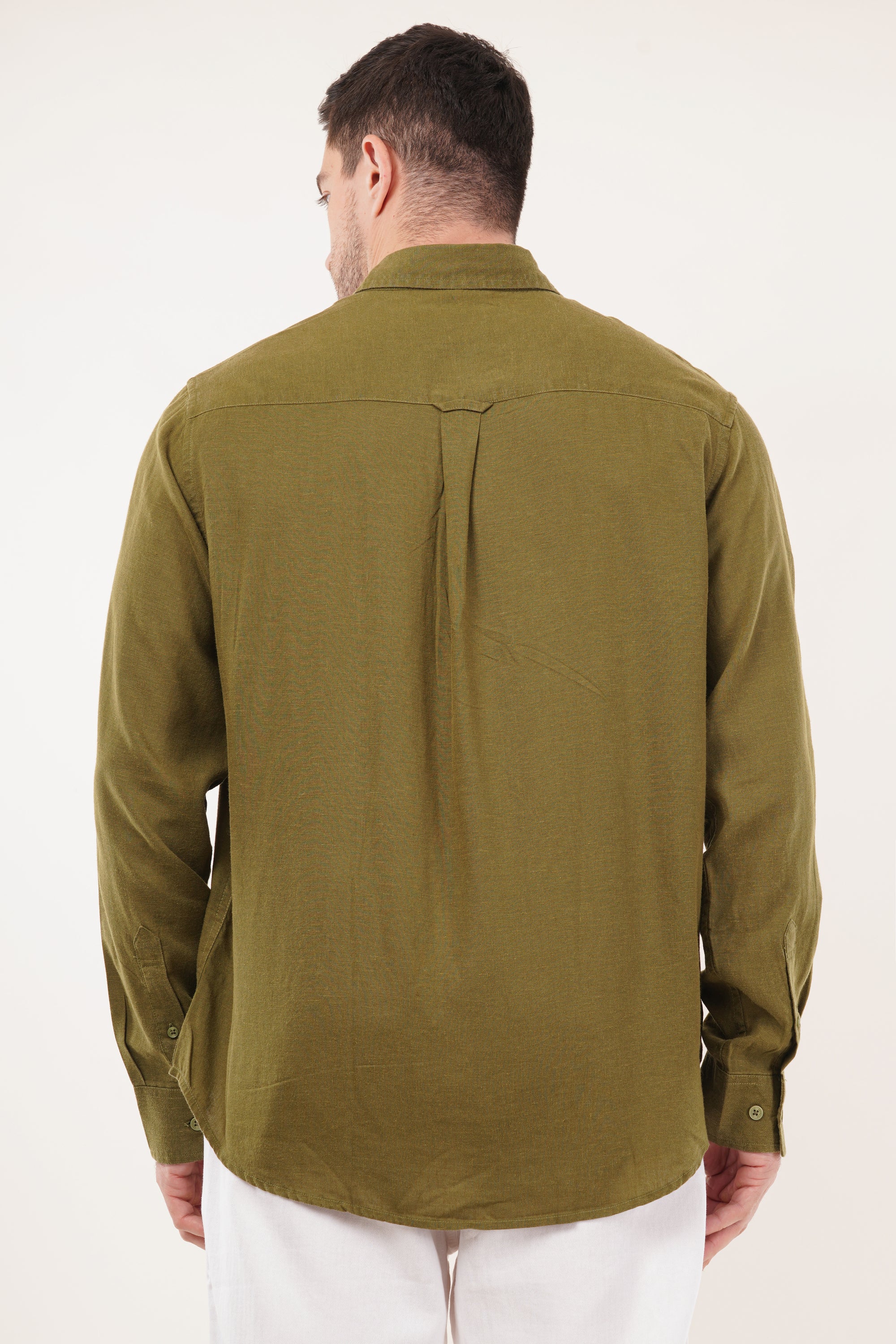 Linen Relaxed Fit Green Shirt