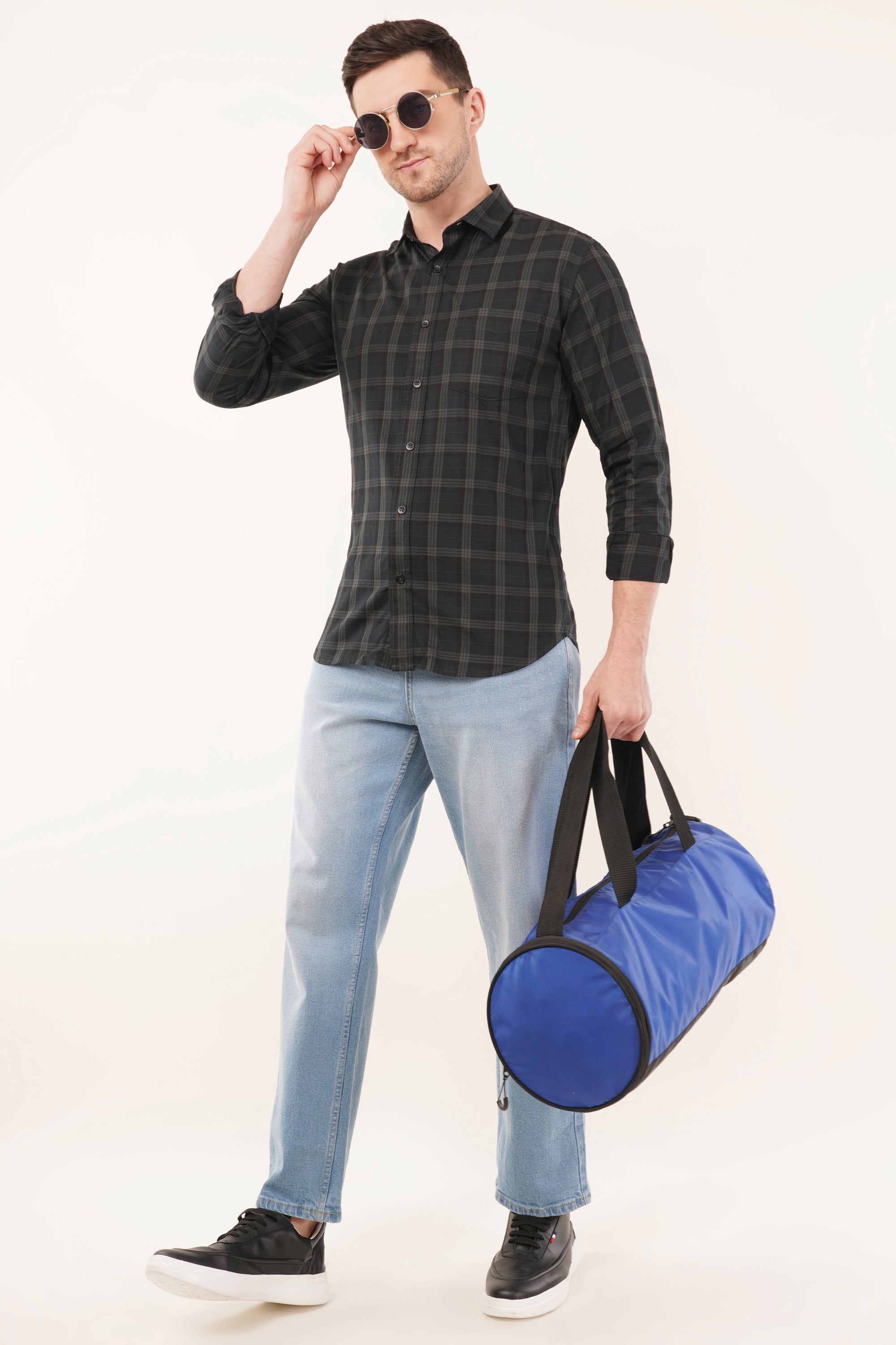 Slim Fit Dark Green Check Shirt