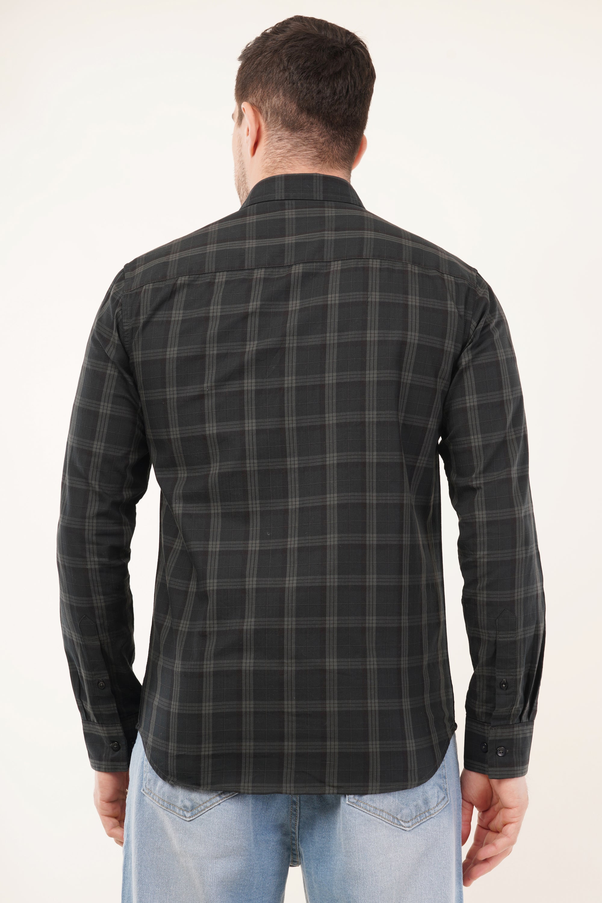 Slim Fit Dark Green Check Shirt