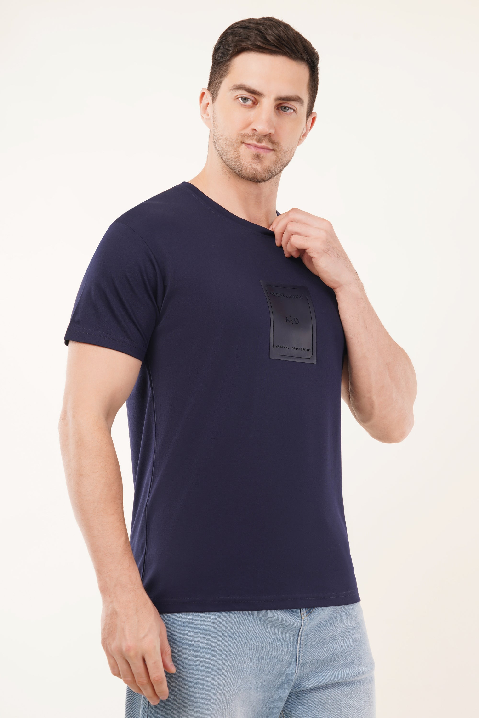 Half Sleeve Regular Fit Navy Blue T-Shirt