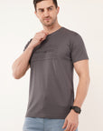 Half Sleeve Regular Fit Gray T-Shirt