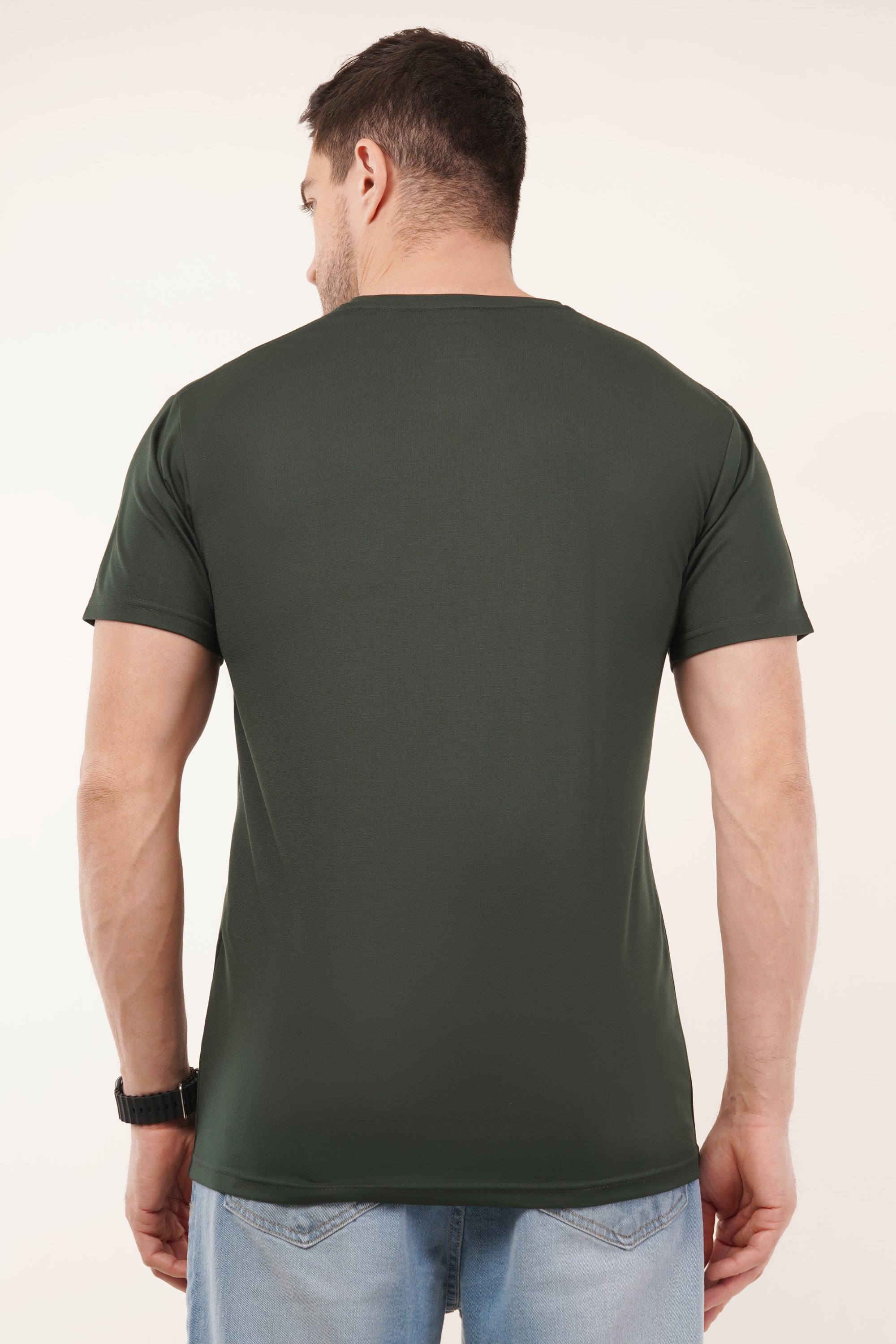 Half Sleeve Regular Fit Bottle Green T-Shirt