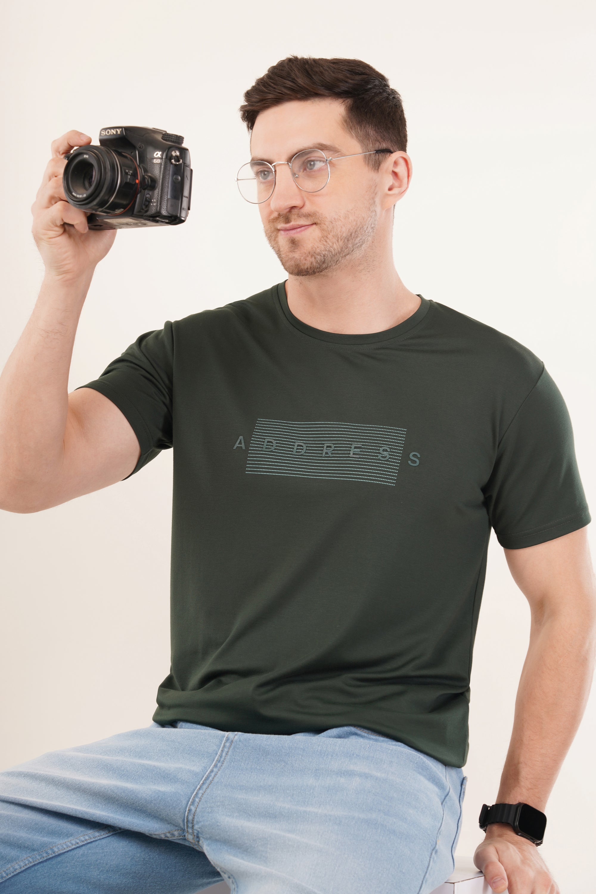 Half Sleeve Regular Fit Bottle Green T-Shirt