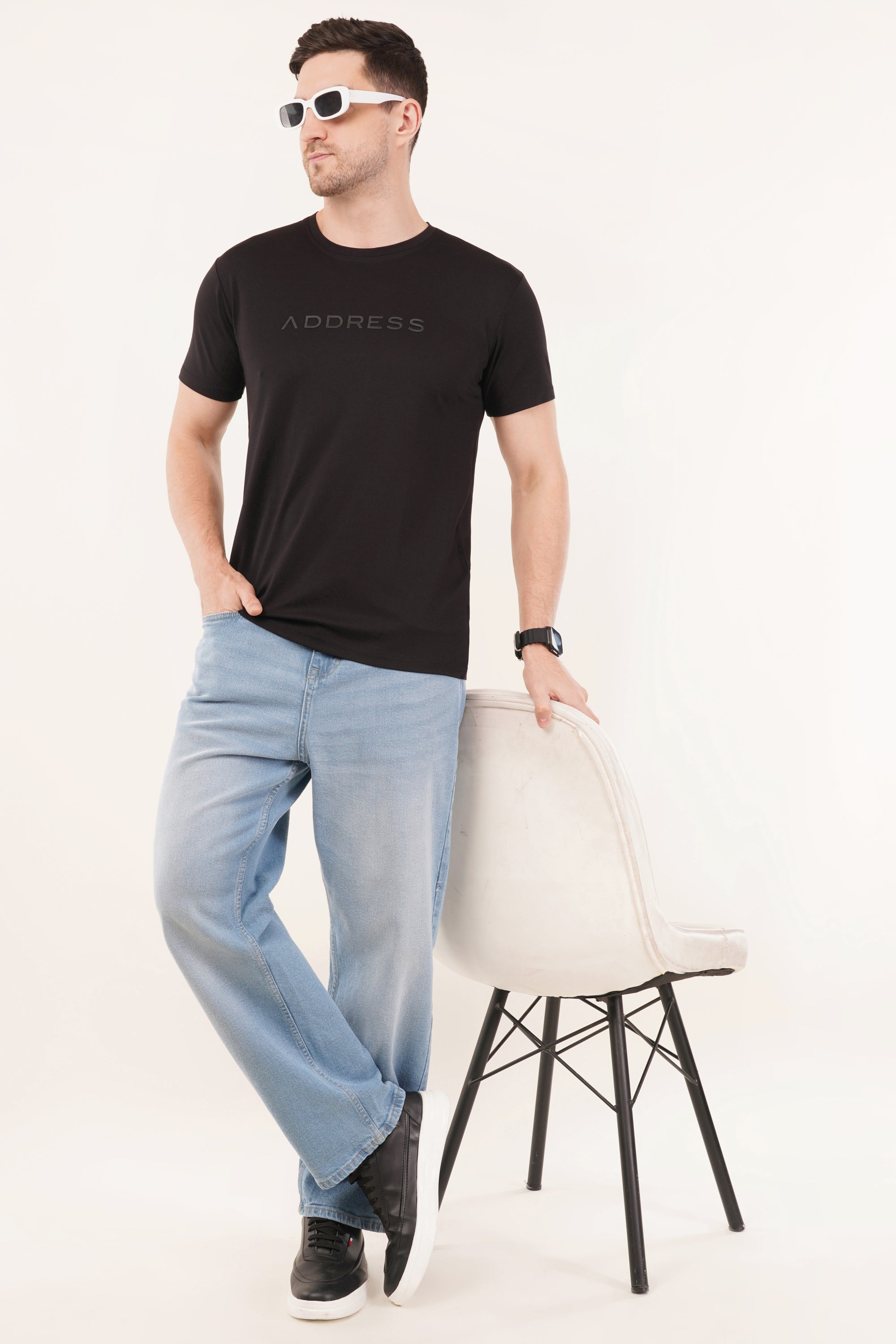 Half Sleeve Regular Fit Black T-Shirt