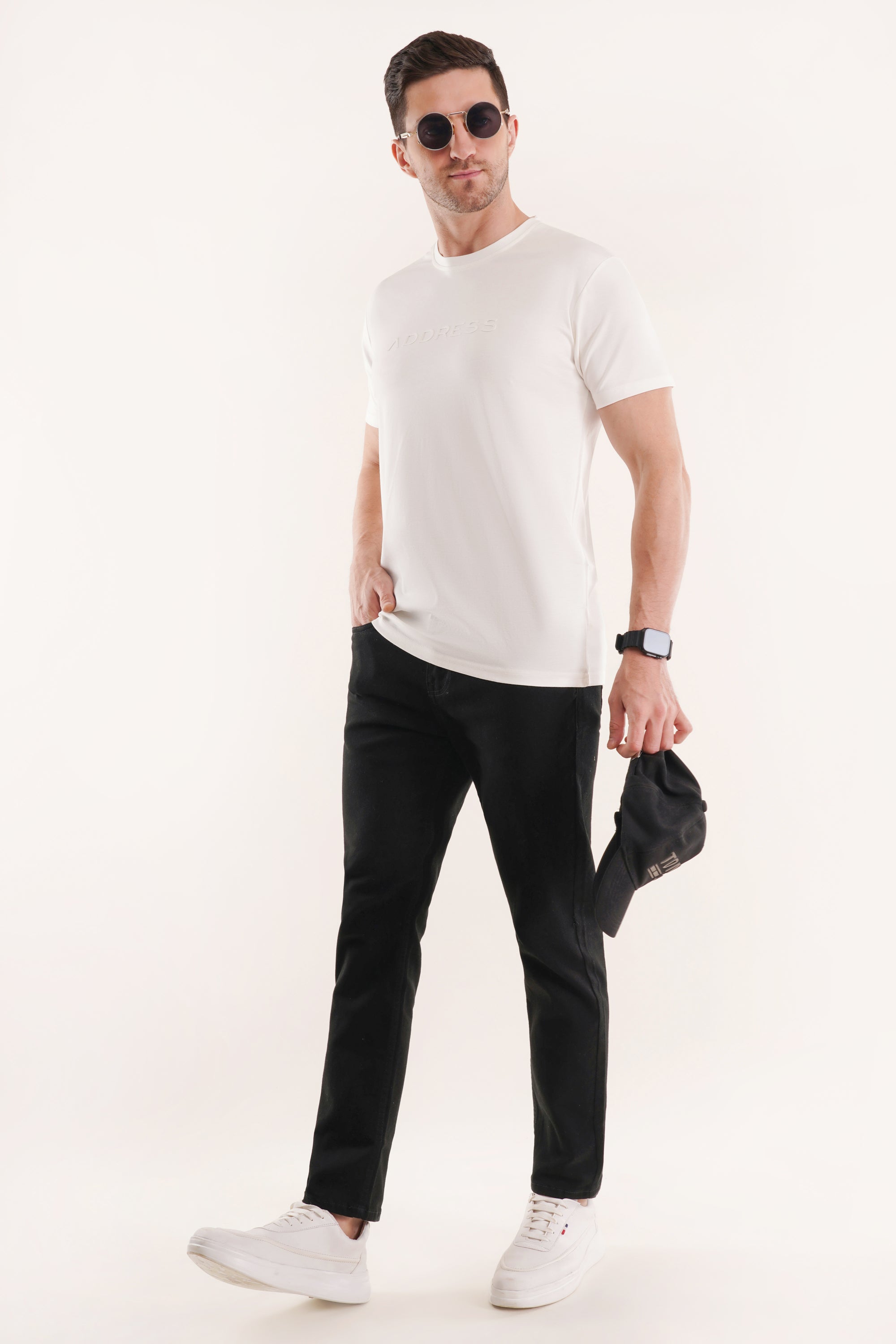 White Half Sleeve Regular Fit T-Shirt