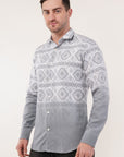 Glacier Gray Printed Tapered Fit Shirt