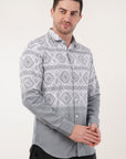 Glacier Gray Printed Tapered Fit Shirt