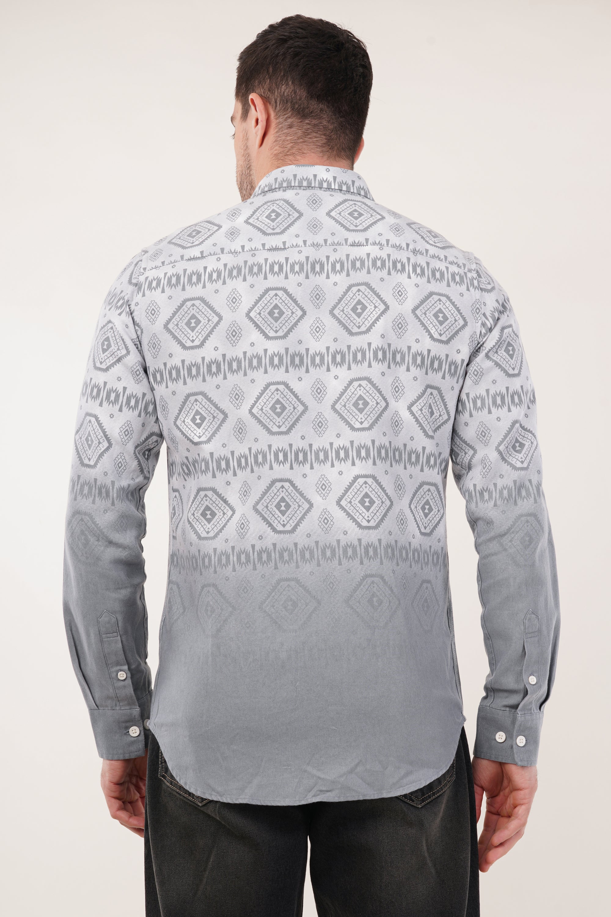 Glacier Gray Printed Tapered Fit Shirt