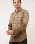 Brown Printed Tapered Fit Shirt