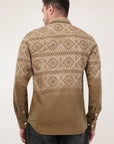 Brown Printed Tapered Fit Shirt