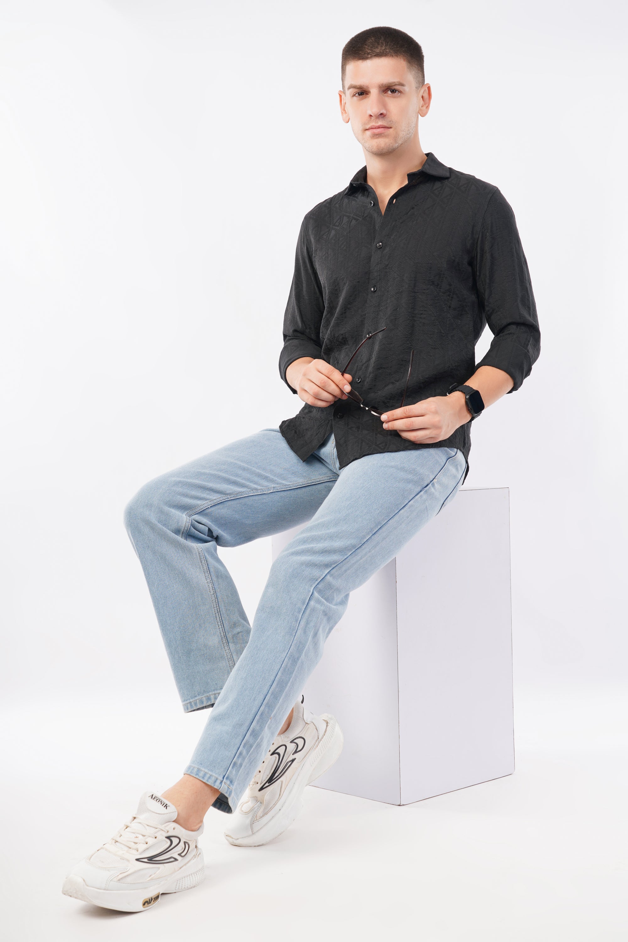 Tapered Fit Black Shirt