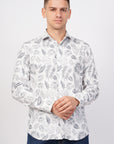 Tapered Fit Printed White Shirt