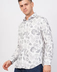 Tapered Fit Printed White Shirt
