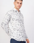 Tapered Fit Printed White Shirt