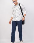 Tapered Fit Printed White Shirt