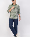 Relaxed Fit Green Printed Shirt