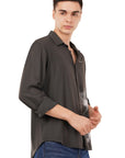 Relaxed Fit Dark Grey Floral Print Shirt