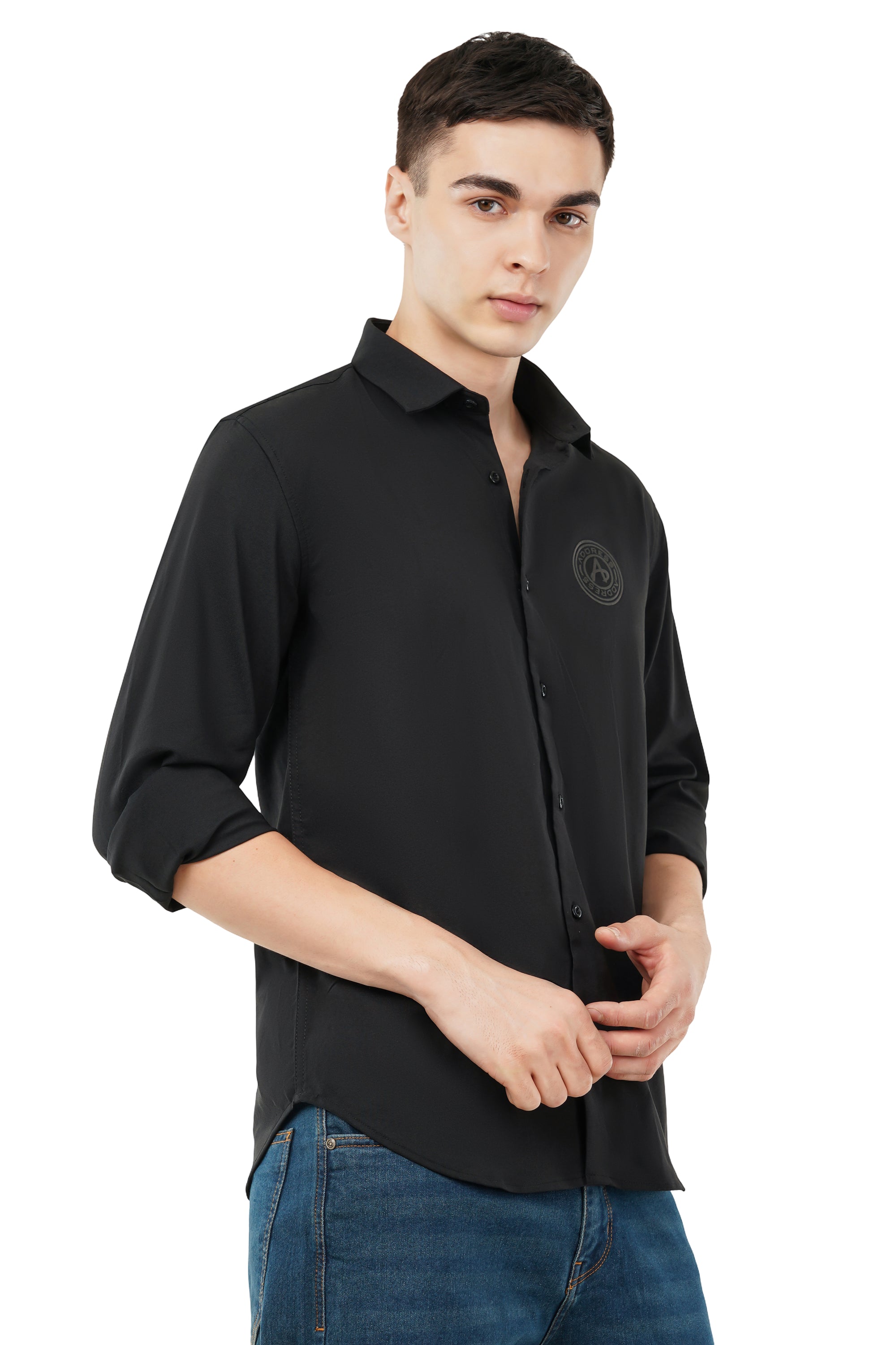 Slim Fit Black Full Sleeve  Shirt