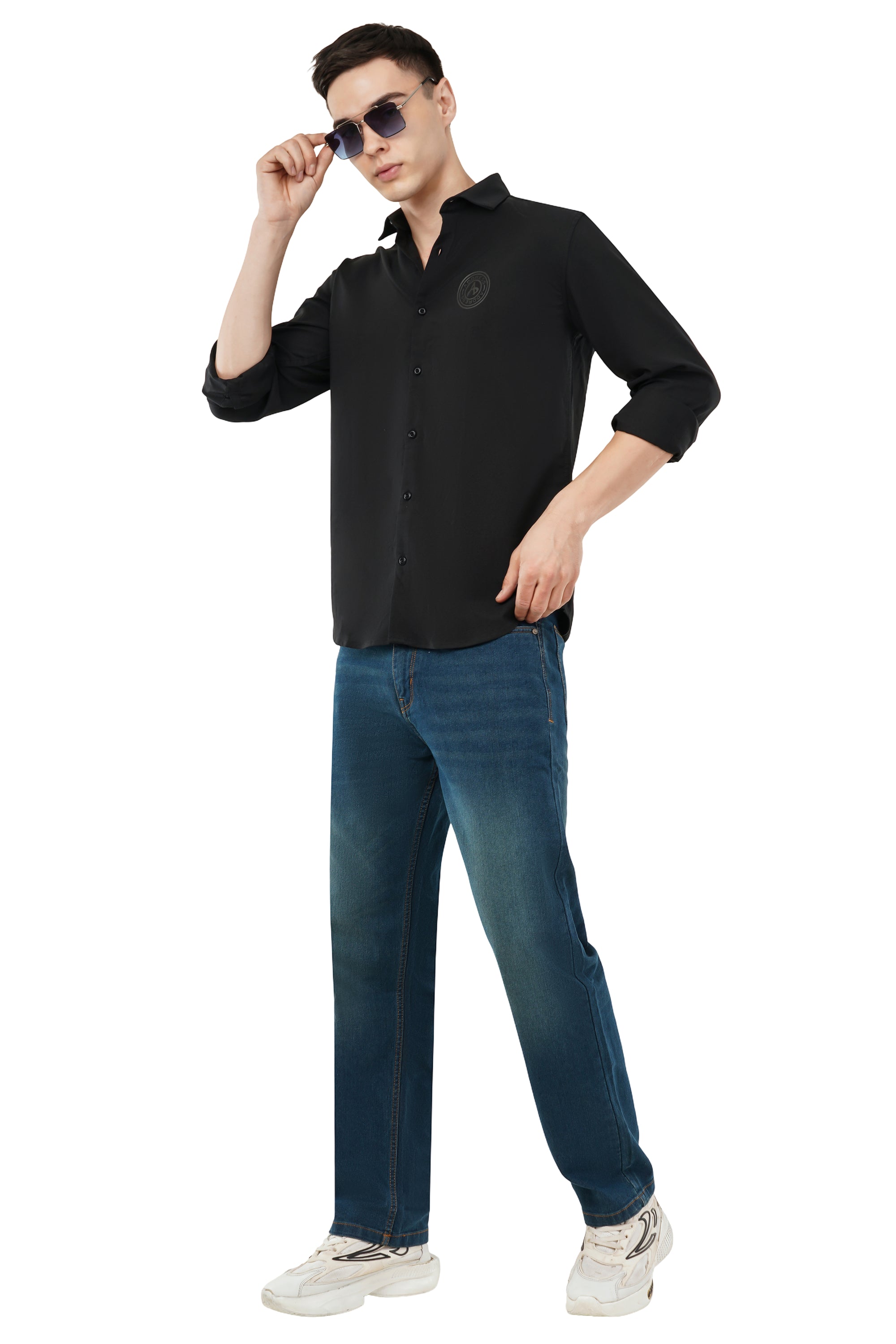 Slim Fit Black Full Sleeve  Shirt